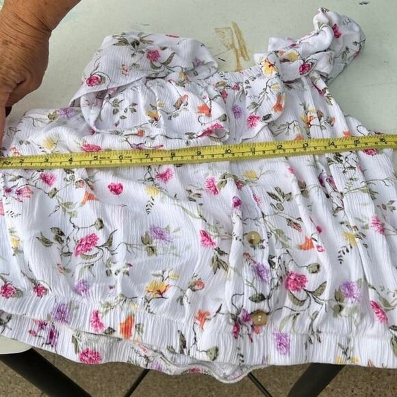 RUE 21 peasant off shoulder white elastic waist, short sleeve top women's M - Picture 4 of 11